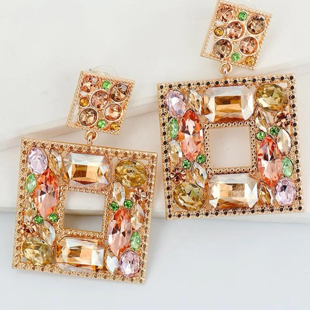 Rhinestone Decor Drop Earrings